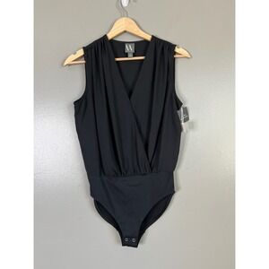 Black semi sheer sleeveless bodysuit Worthington xs sexy moody gothic ethereal